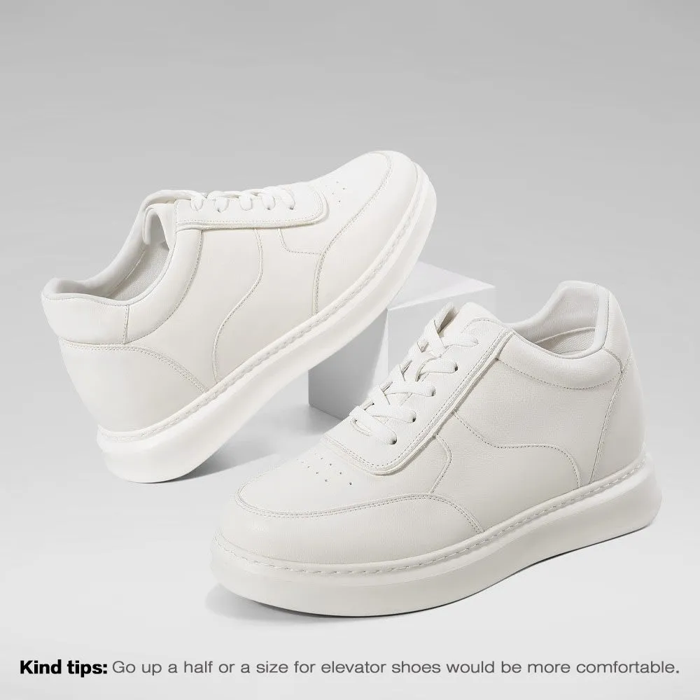 9CM / 3.54 Inches CMR CHAMARIPA Men's White Leather Elevator Shoes