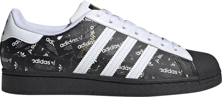 Adidas Superstar 'All Over Print - Black' Sneakers, black