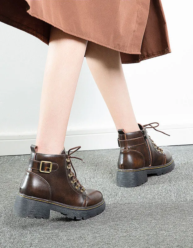 Back Buckle Anti-slip Six Eyelets Mary Jane Boots
