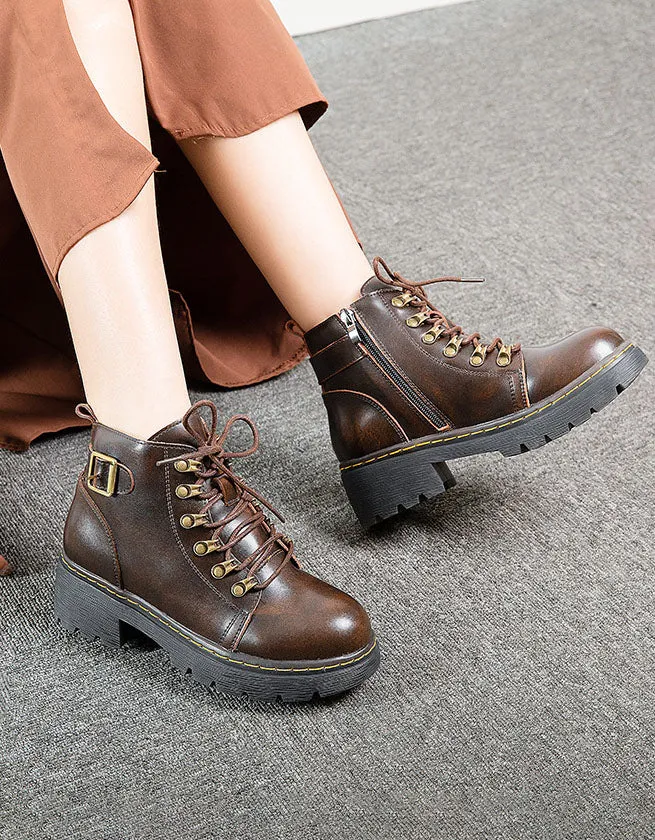 Back Buckle Anti-slip Six Eyelets Mary Jane Boots