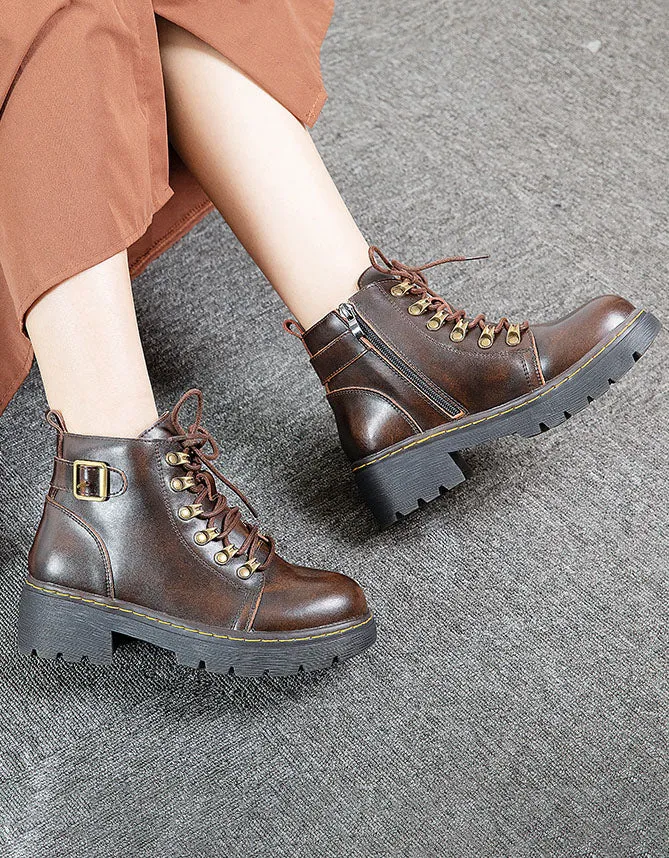 Back Buckle Anti-slip Six Eyelets Mary Jane Boots
