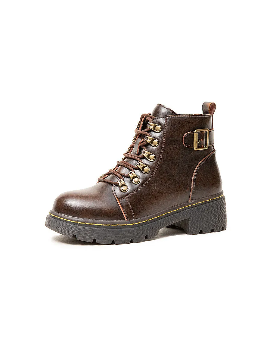 Back Buckle Anti-slip Six Eyelets Mary Jane Boots