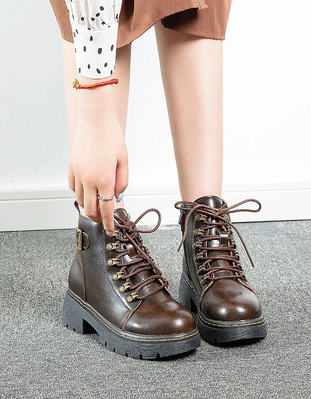 Back Buckle Anti-slip Six Eyelets Mary Jane Boots