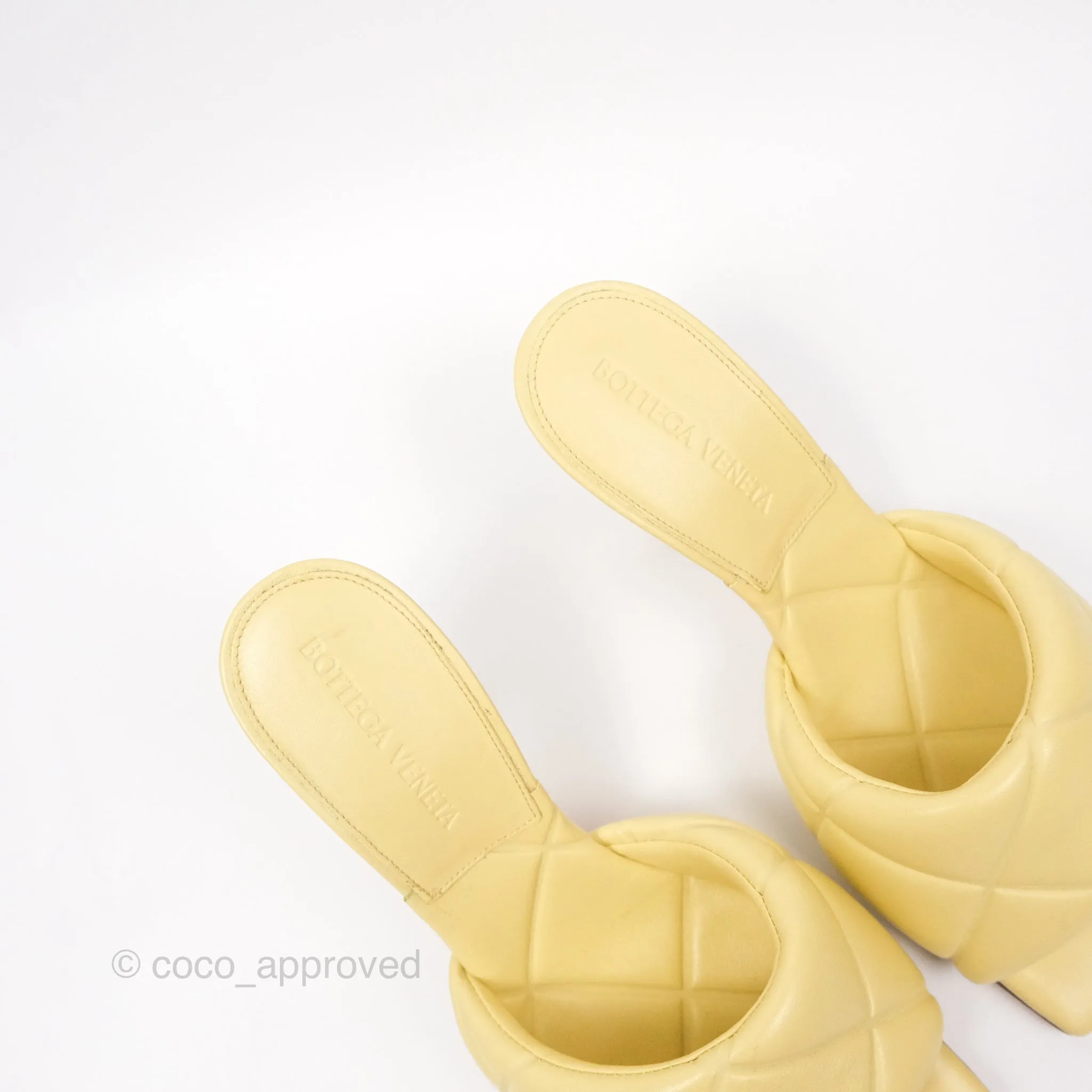 Bottega Veneta Lido Sandals Intrecciato Yellow Lambskin Size 35