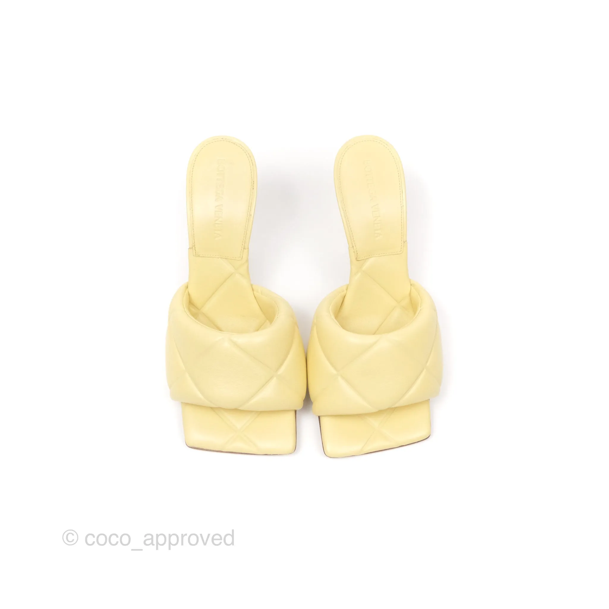 Bottega Veneta Lido Sandals Intrecciato Yellow Lambskin Size 35