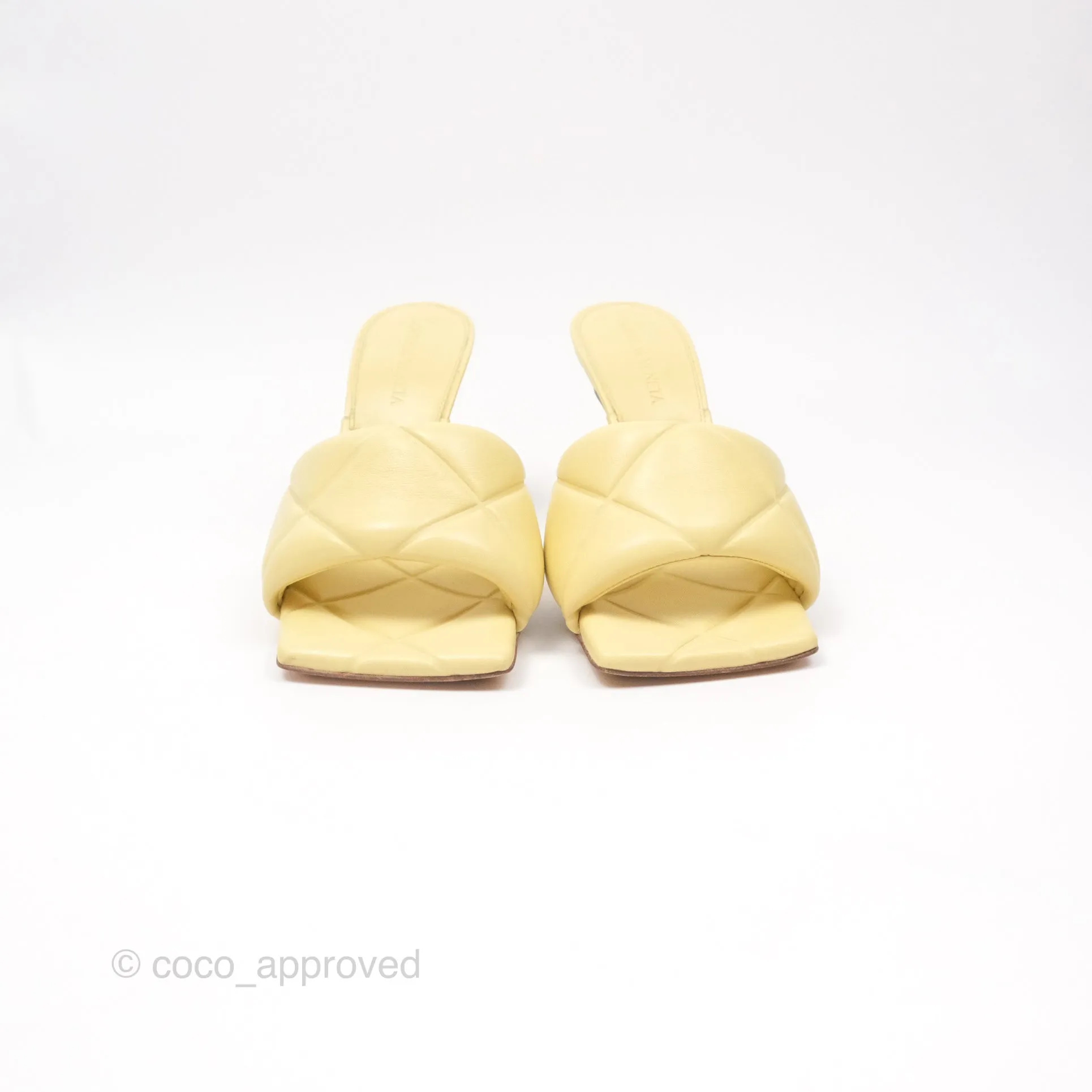 Bottega Veneta Lido Sandals Intrecciato Yellow Lambskin Size 35