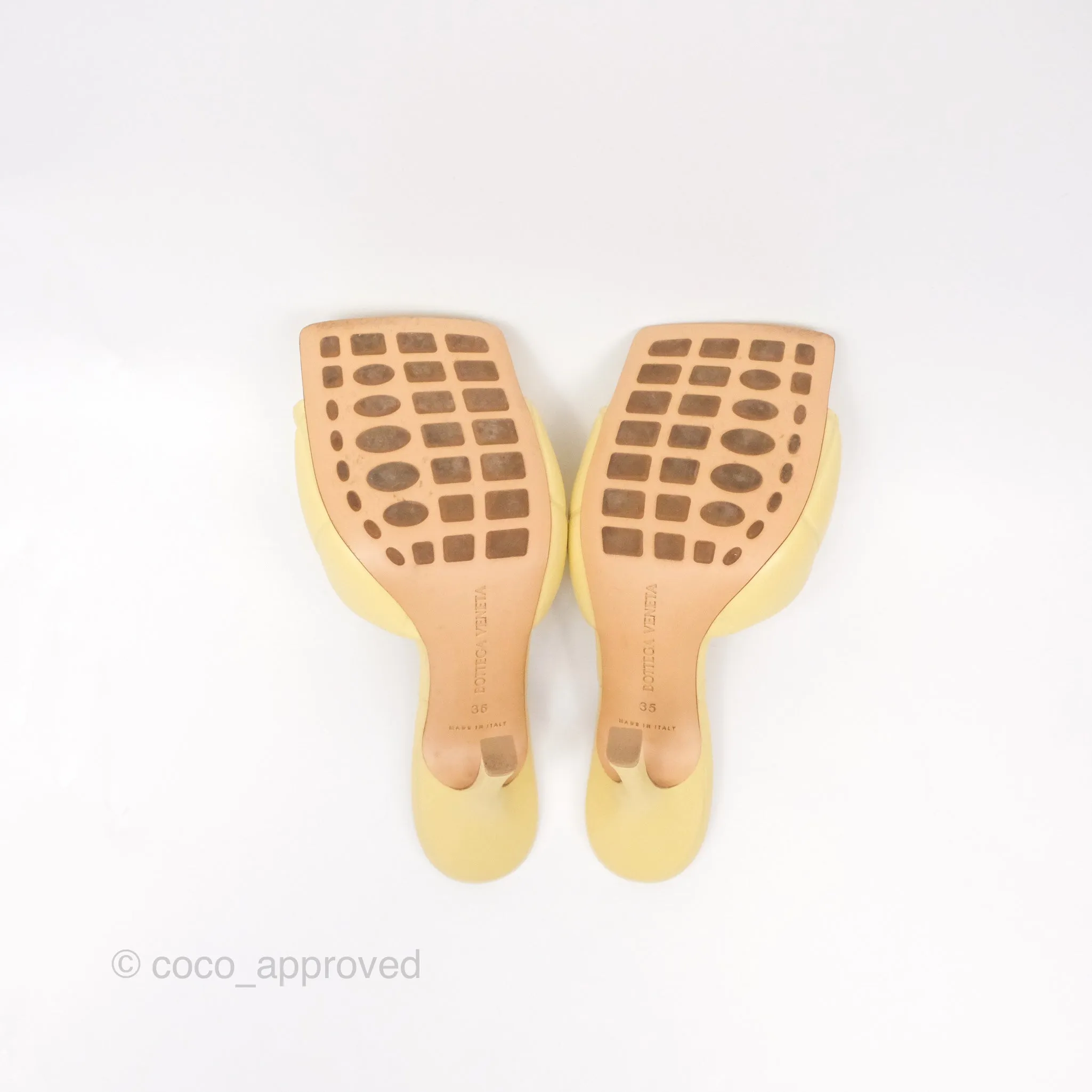 Bottega Veneta Lido Sandals Intrecciato Yellow Lambskin Size 35