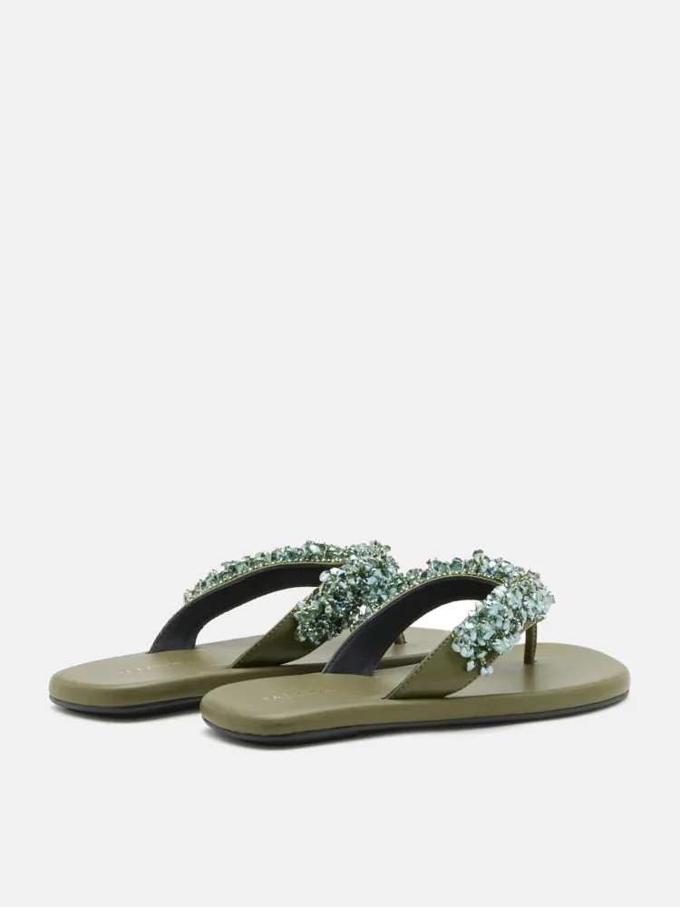 Brynn Beaded V-Strap Thong Sandals