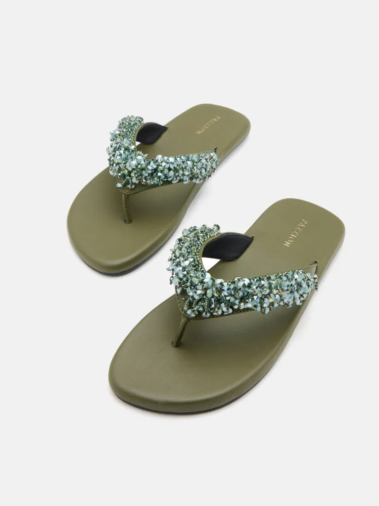 Brynn Beaded V-Strap Thong Sandals