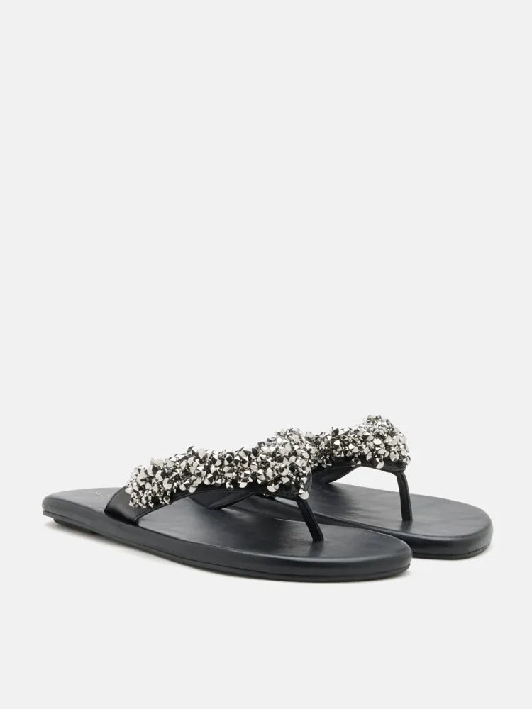 Brynn Beaded V-Strap Thong Sandals