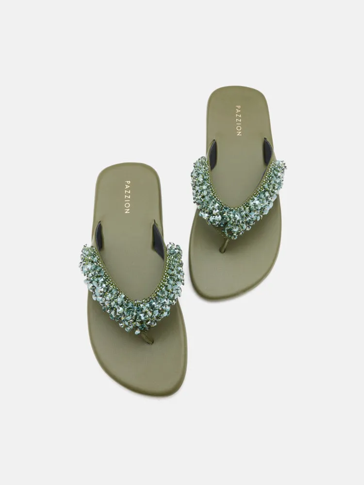 Brynn Beaded V-Strap Thong Sandals