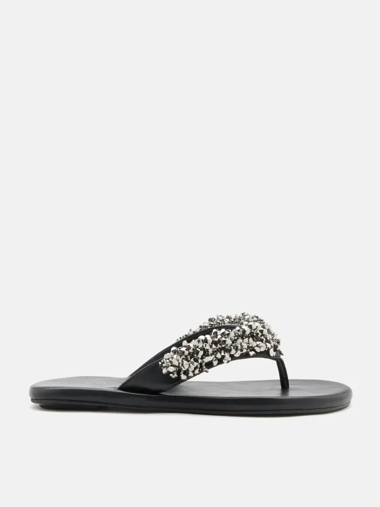 Brynn Beaded V-Strap Thong Sandals