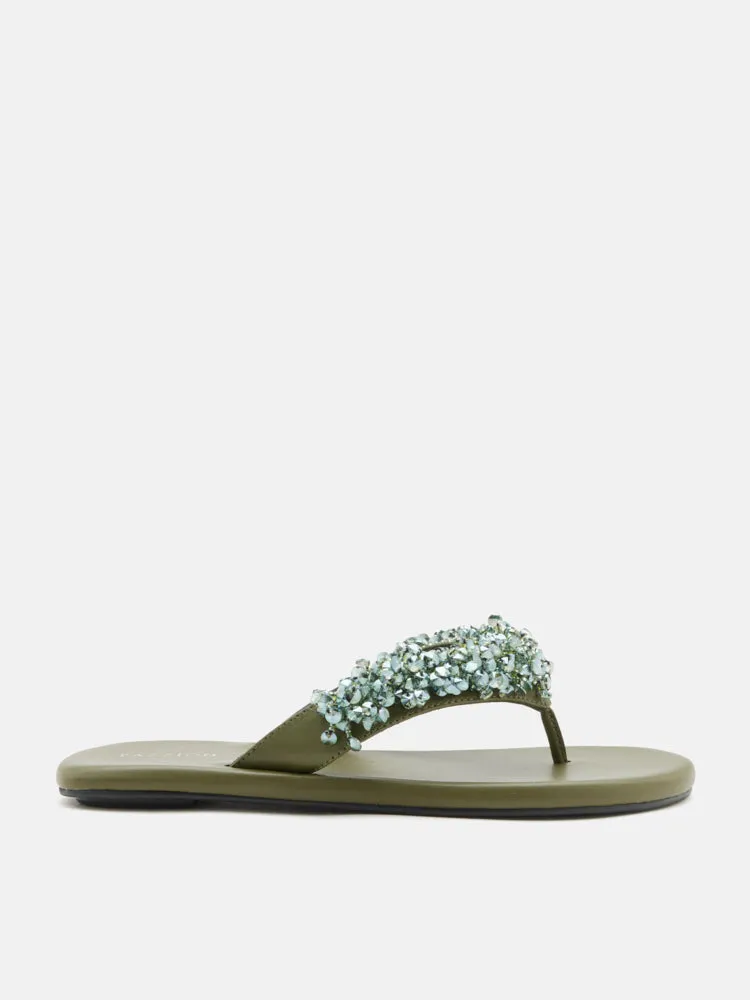 Brynn Beaded V-Strap Thong Sandals