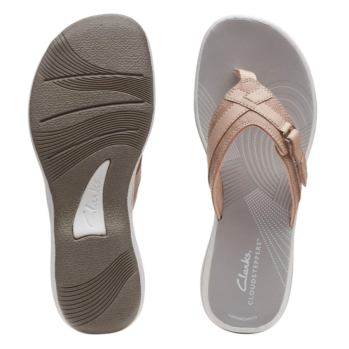 Clarks Women's Breeze Sea Flips- Taupe Metallic
