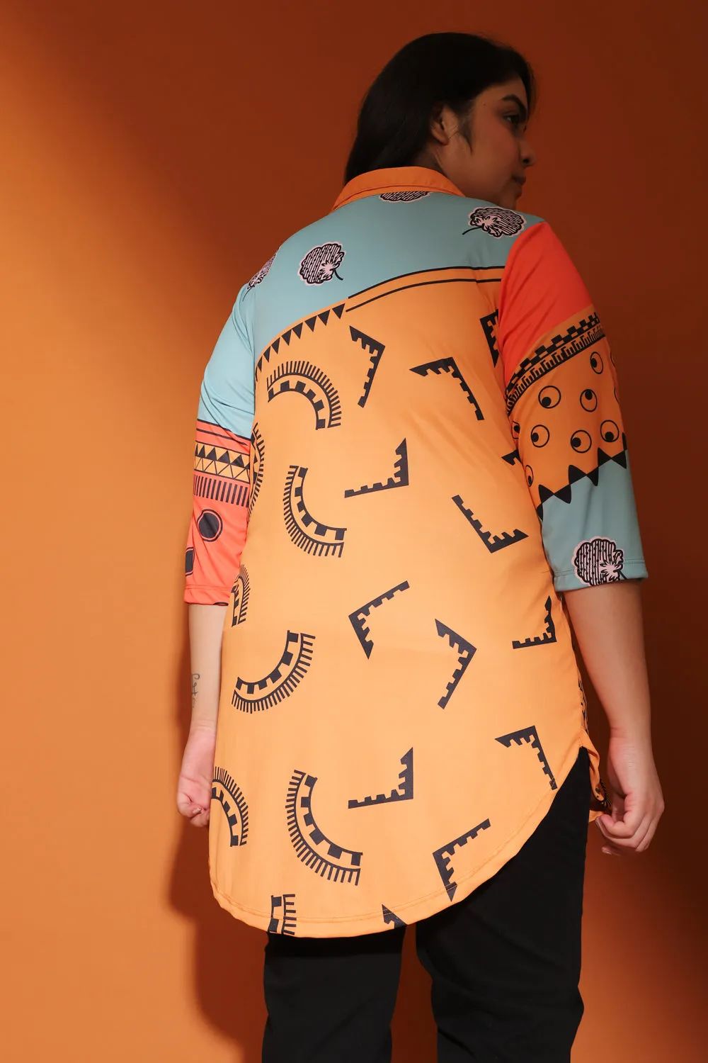 Color Block Centre Pleat Top