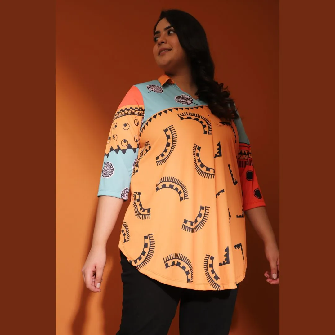 Color Block Centre Pleat Top