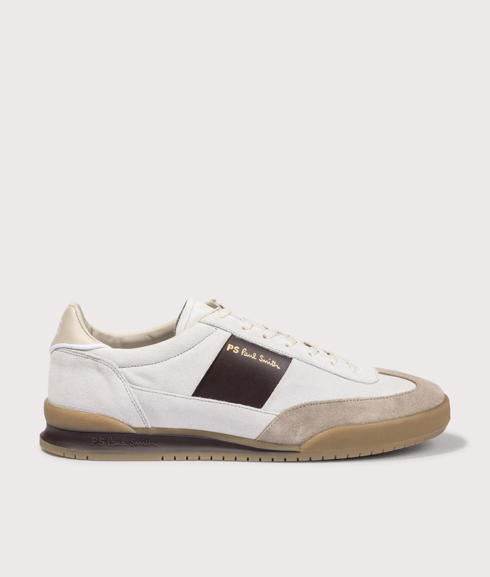 Dover White Brown Side Panel Trainers