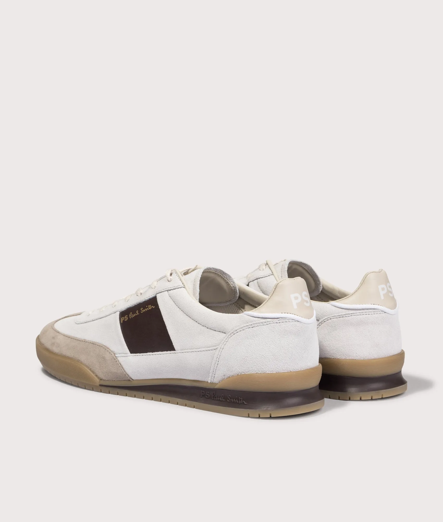 Dover White Brown Side Panel Trainers