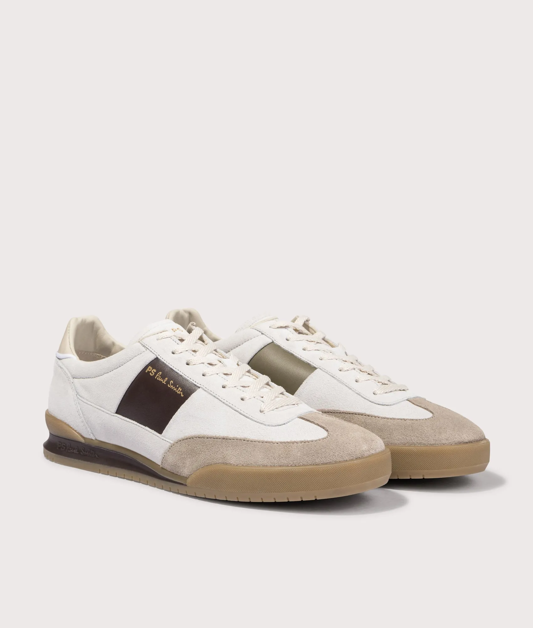 Dover White Brown Side Panel Trainers