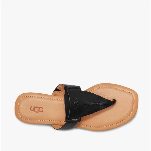 GAILA Ladies Leather Toe Post Sandals Black