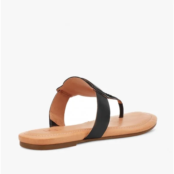 GAILA Ladies Leather Toe Post Sandals Black
