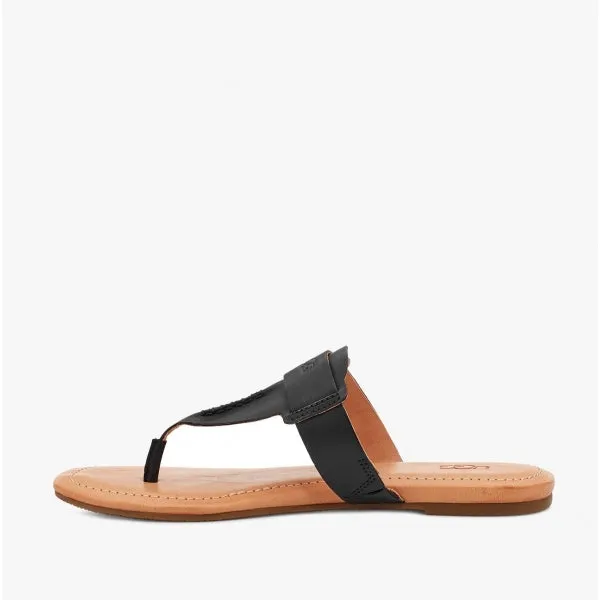 GAILA Ladies Leather Toe Post Sandals Black