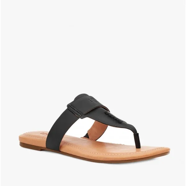 GAILA Ladies Leather Toe Post Sandals Black
