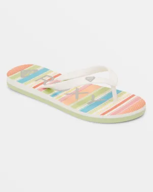 Girls 4-16 Tahiti Flip-Flops - White/Ocean/Citrus