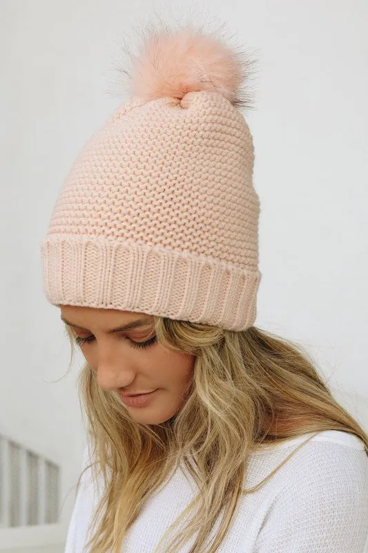 Knitted Pom Pom Beanie - Final Sale