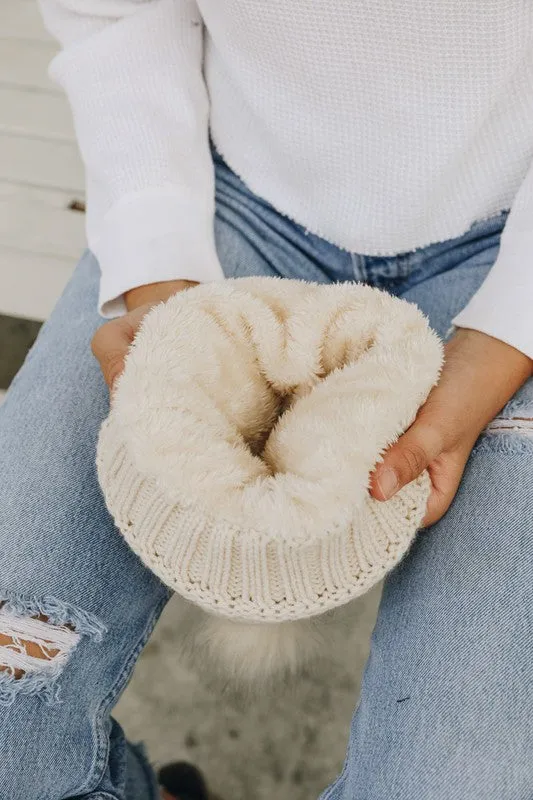 Knitted Pom Pom Beanie - Final Sale