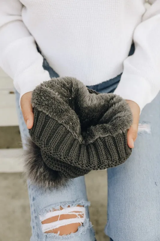 Knitted Pom Pom Beanie - Final Sale