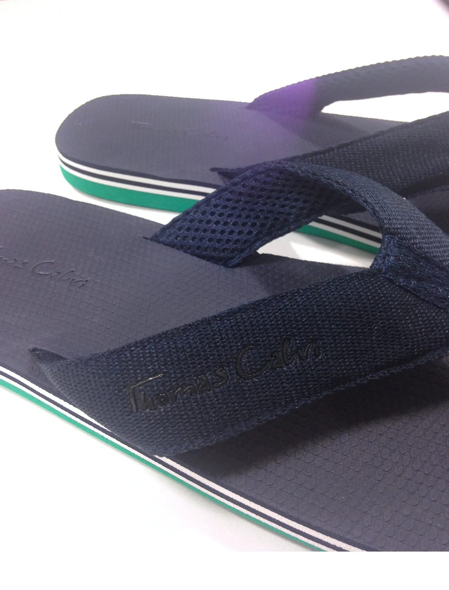 Mens Alister Cushioned Flip Flop Sandals in Navy