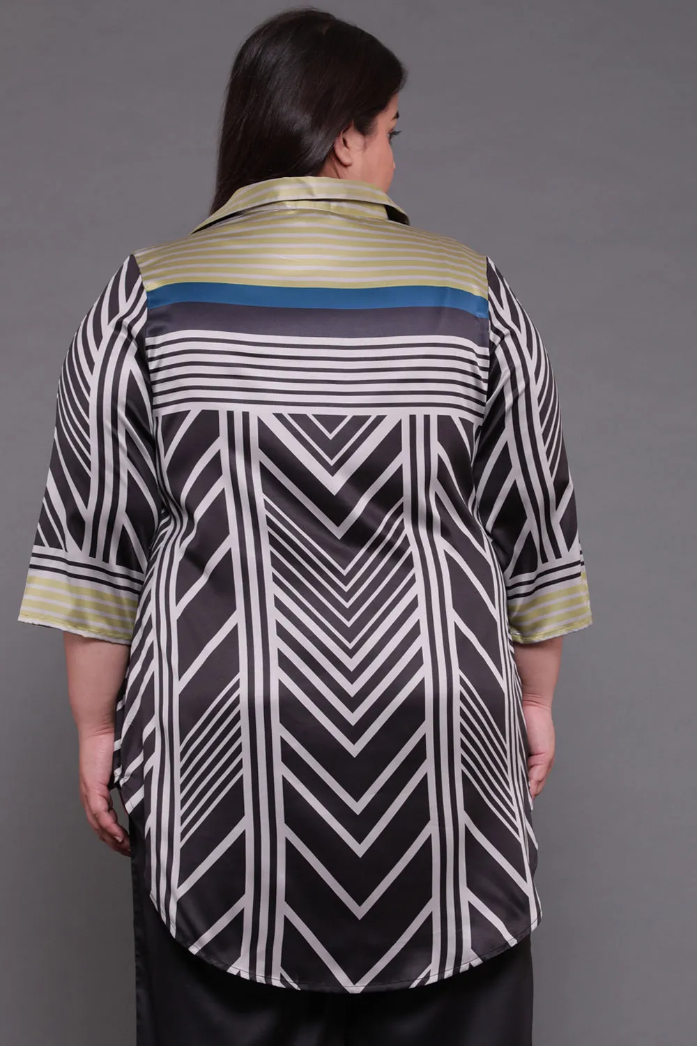 Monochrome Magic Centre Pleat Satin Top