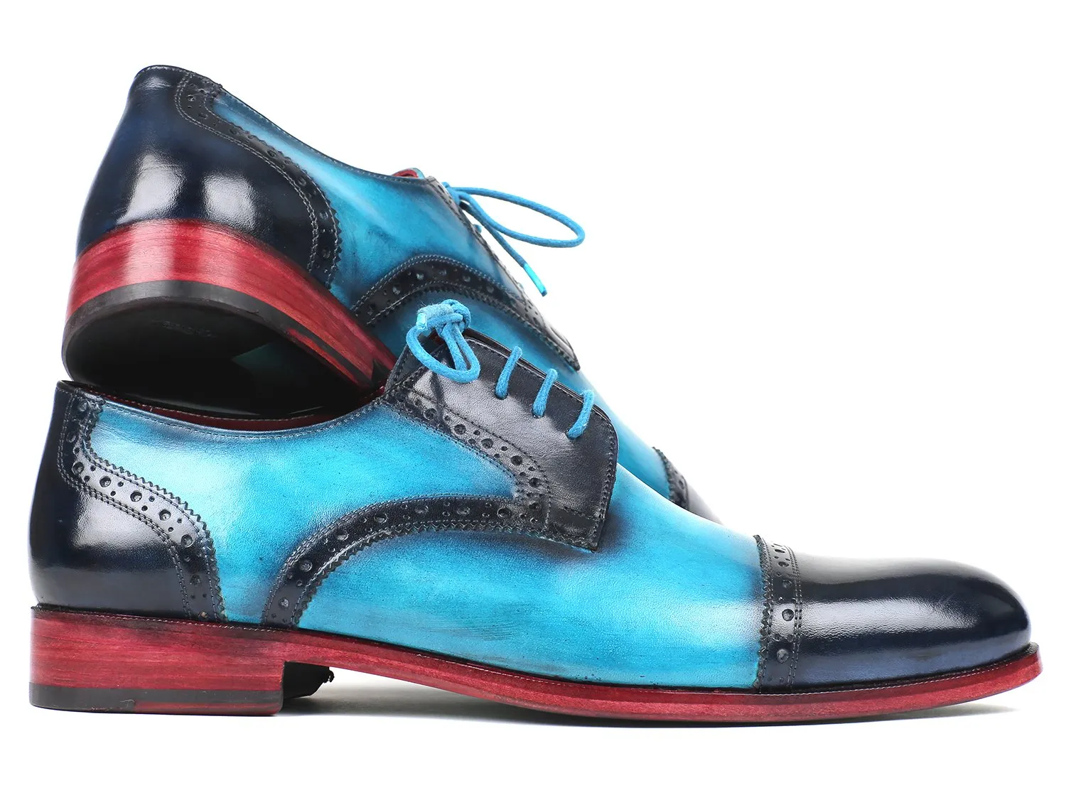 Paul Parkman Blue & Turquoise Cap-Toe Derby