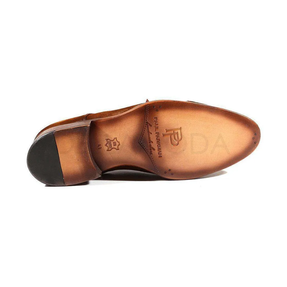 Paul Parkman Handmade Designer Shoes Men's Designer Shoes Camel Suede Captoe Monkstraps Loafers (PM2009)