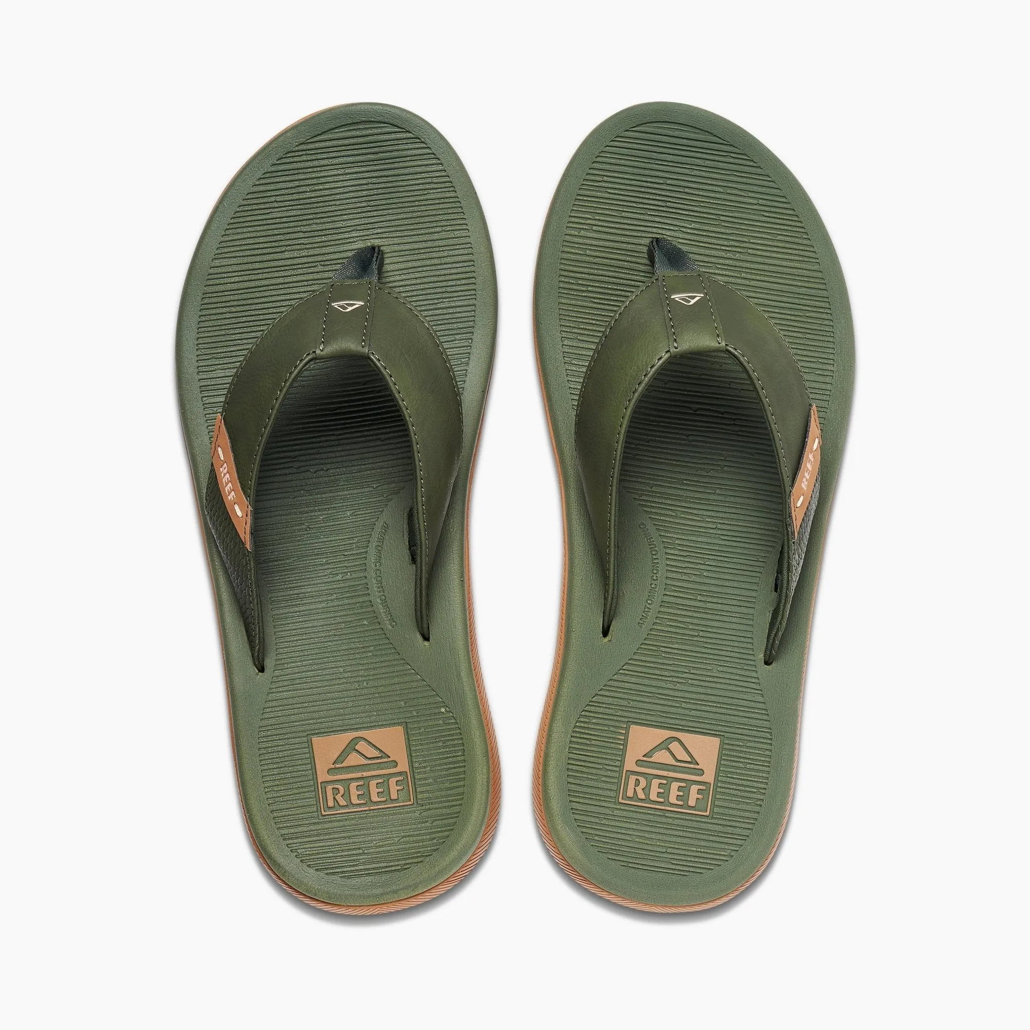 Reef "Santa Ana" Vegan Leather Men's Sandals in Olive/Gum