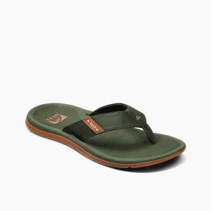Reef "Santa Ana" Vegan Leather Men's Sandals in Olive/Gum