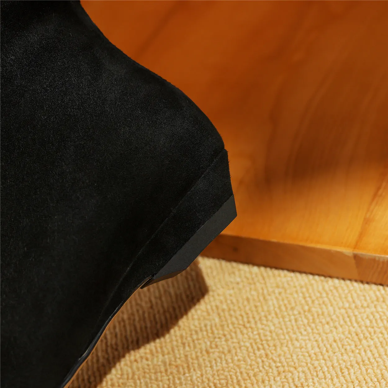 TinaCus Suede Leather Handmade Women's Low Heel Zip Up Ankle Boots