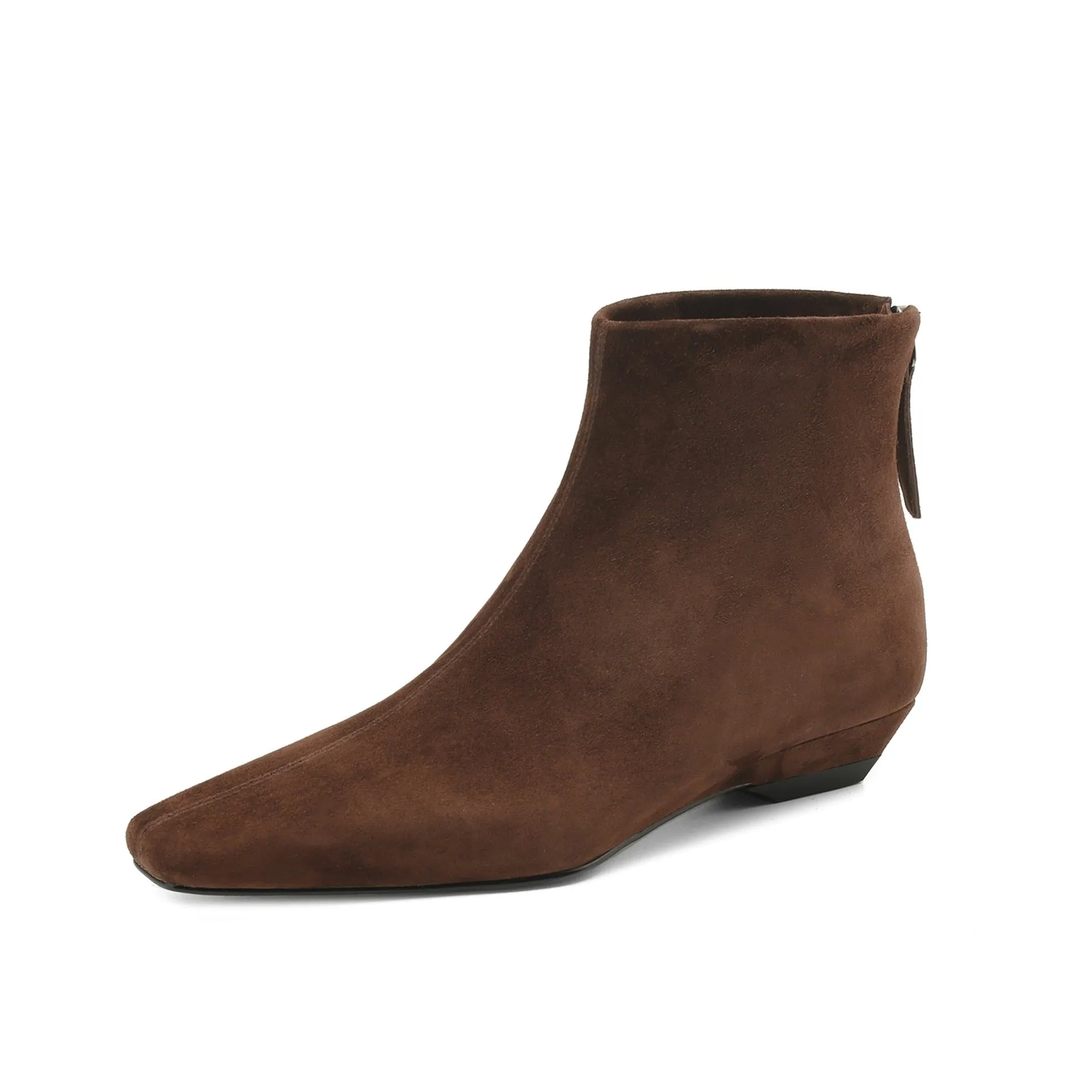 TinaCus Suede Leather Handmade Women's Low Heel Zip Up Ankle Boots