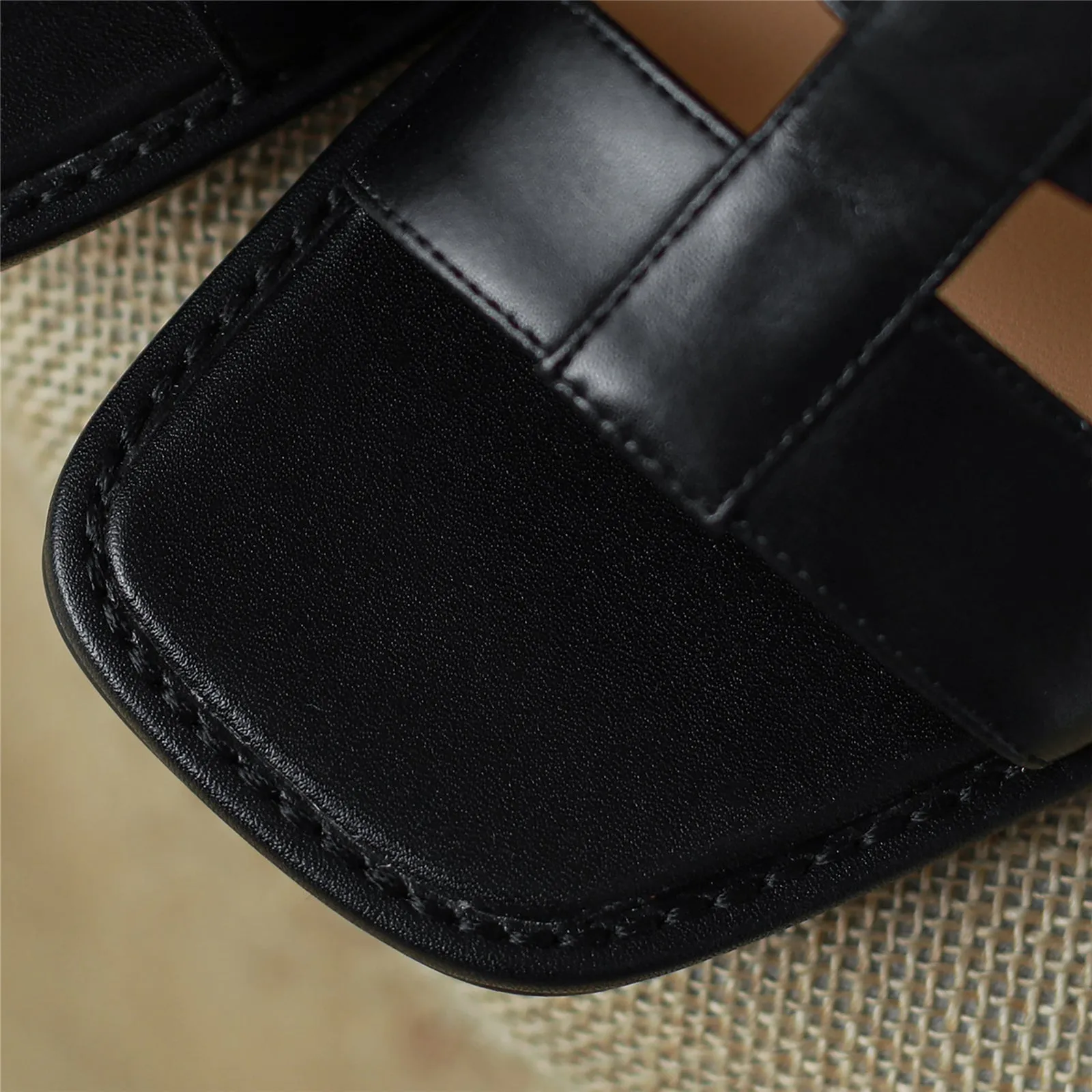 TinaCus Women's Open Toe Handmade Genuine Leather Mid Chunky Heels Back Zip Vintage Sandals Summer Ankle Boots