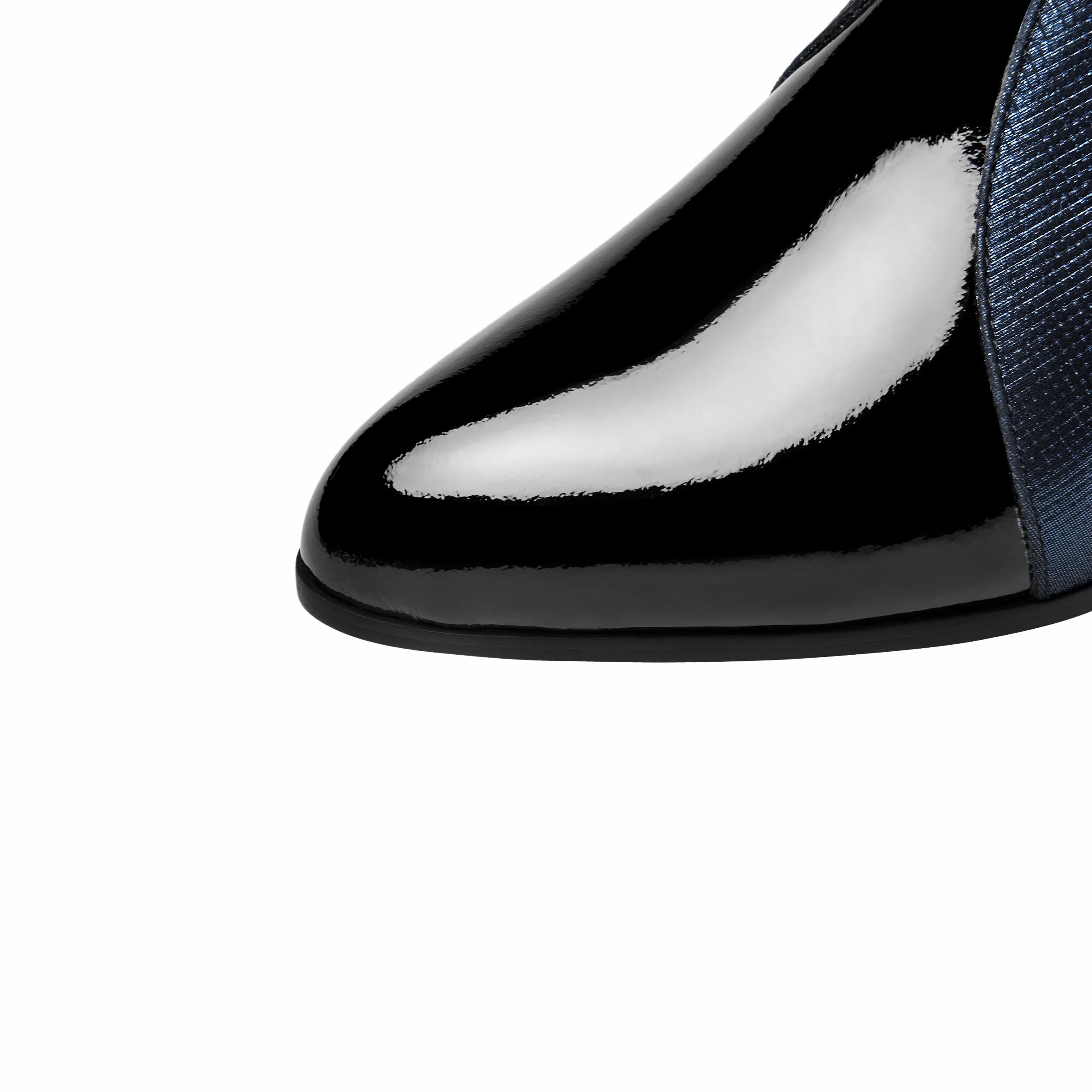TinaCus Women's Patent Leather Pointed Toe Cute Bowknot Handmade Low Chunky Heel Stylish Ankle Boots with Back Zipper
