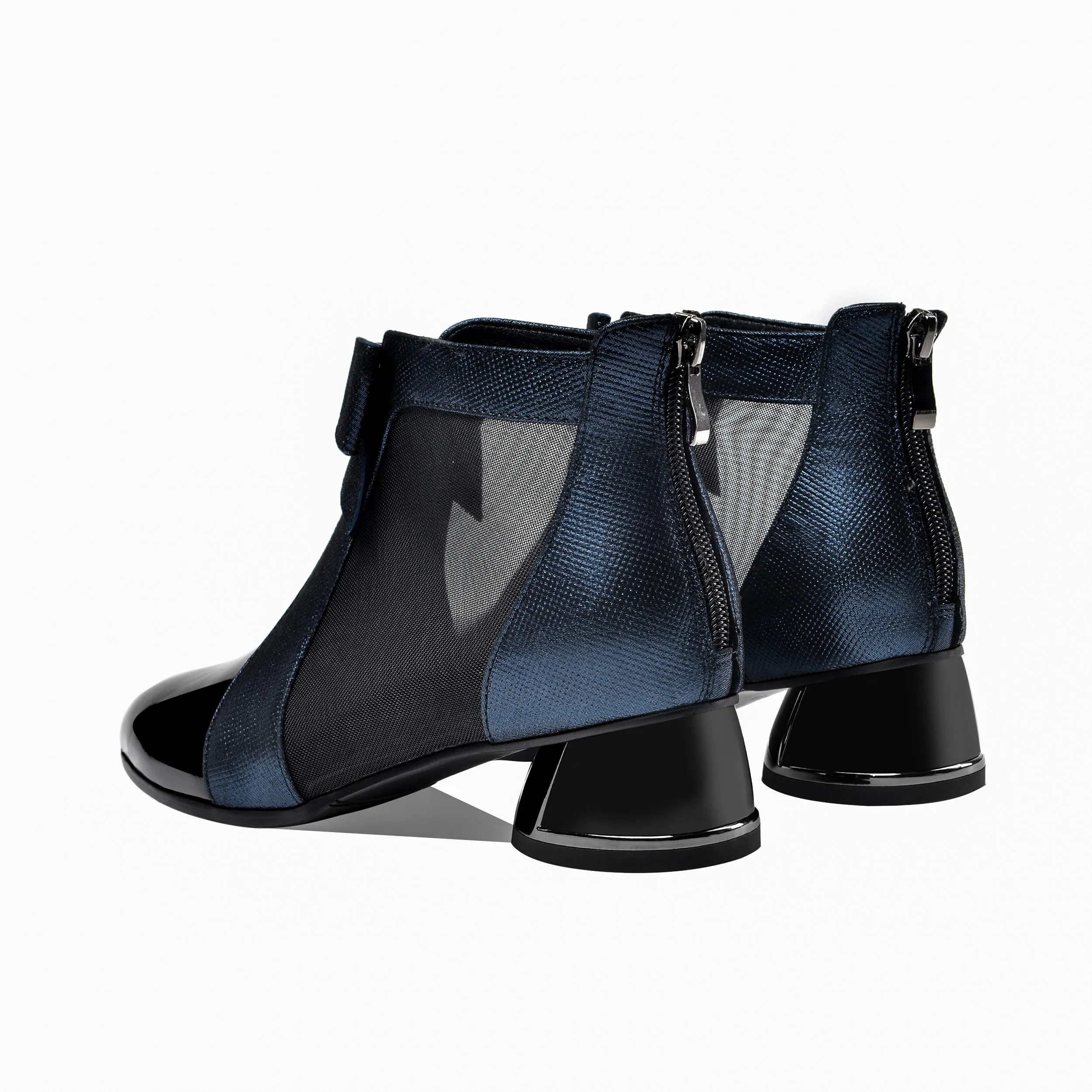 TinaCus Women's Patent Leather Pointed Toe Cute Bowknot Handmade Low Chunky Heel Stylish Ankle Boots with Back Zipper