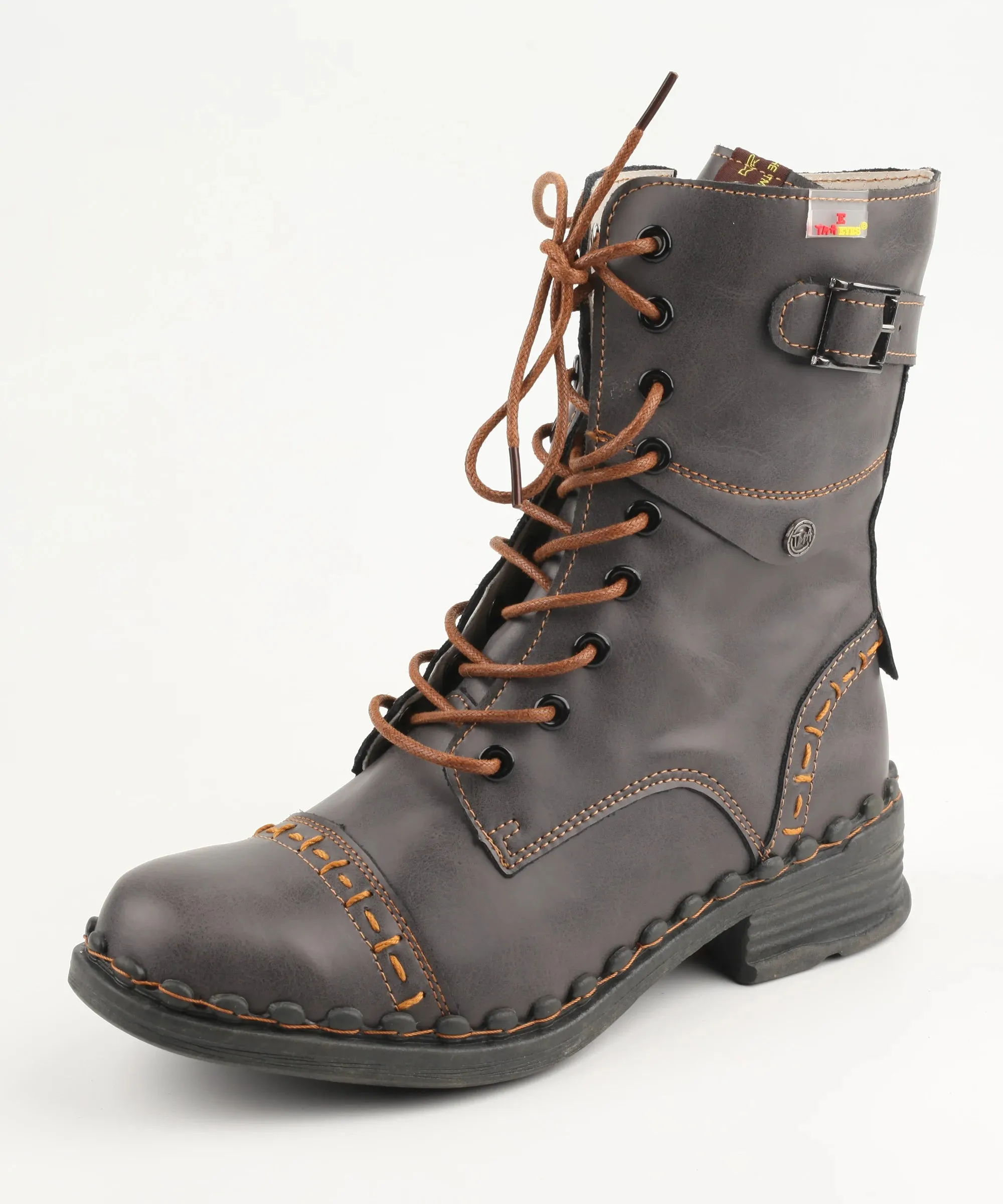 Vintage Fashion Zipper Side - Improved Outsole Autumn/Winter Leather Boots For Women