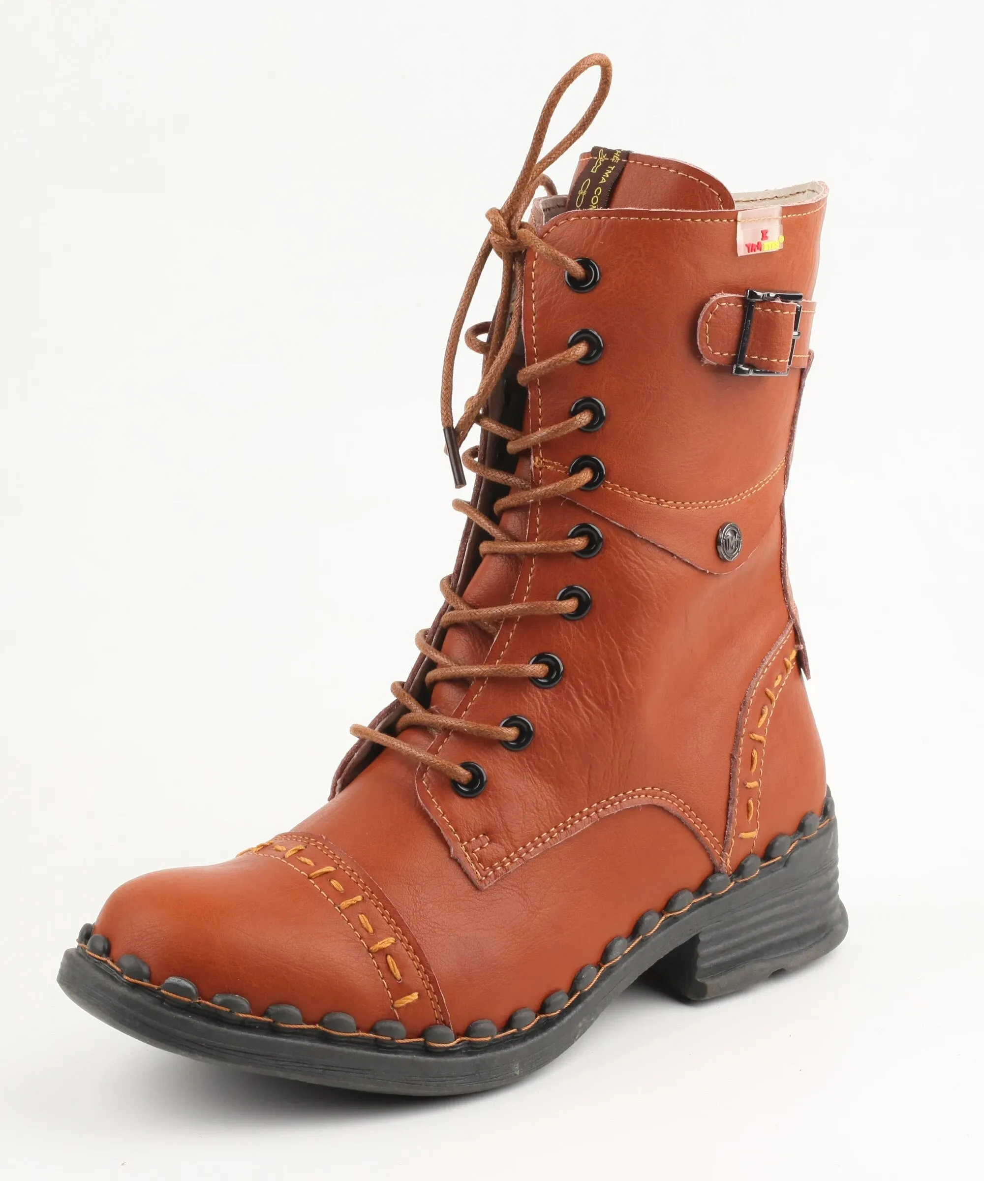 Vintage Fashion Zipper Side - Improved Outsole Autumn/Winter Leather Boots For Women