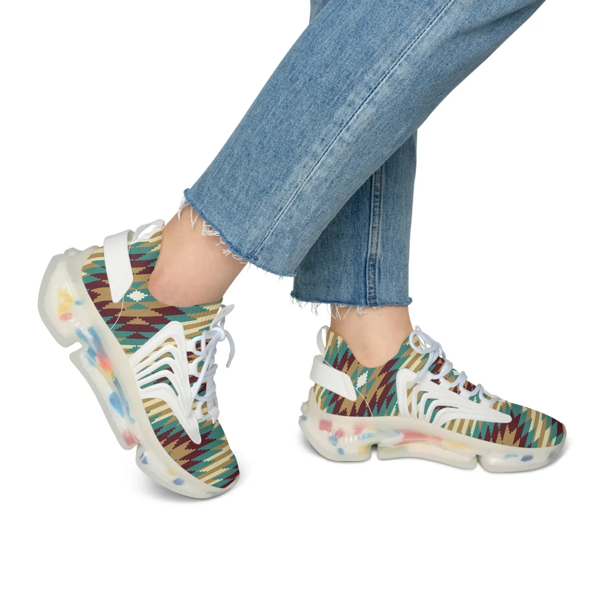 Women's Running Shoes Mesh Sneakers Shock Absorbing Soles White or Black Sundance Print