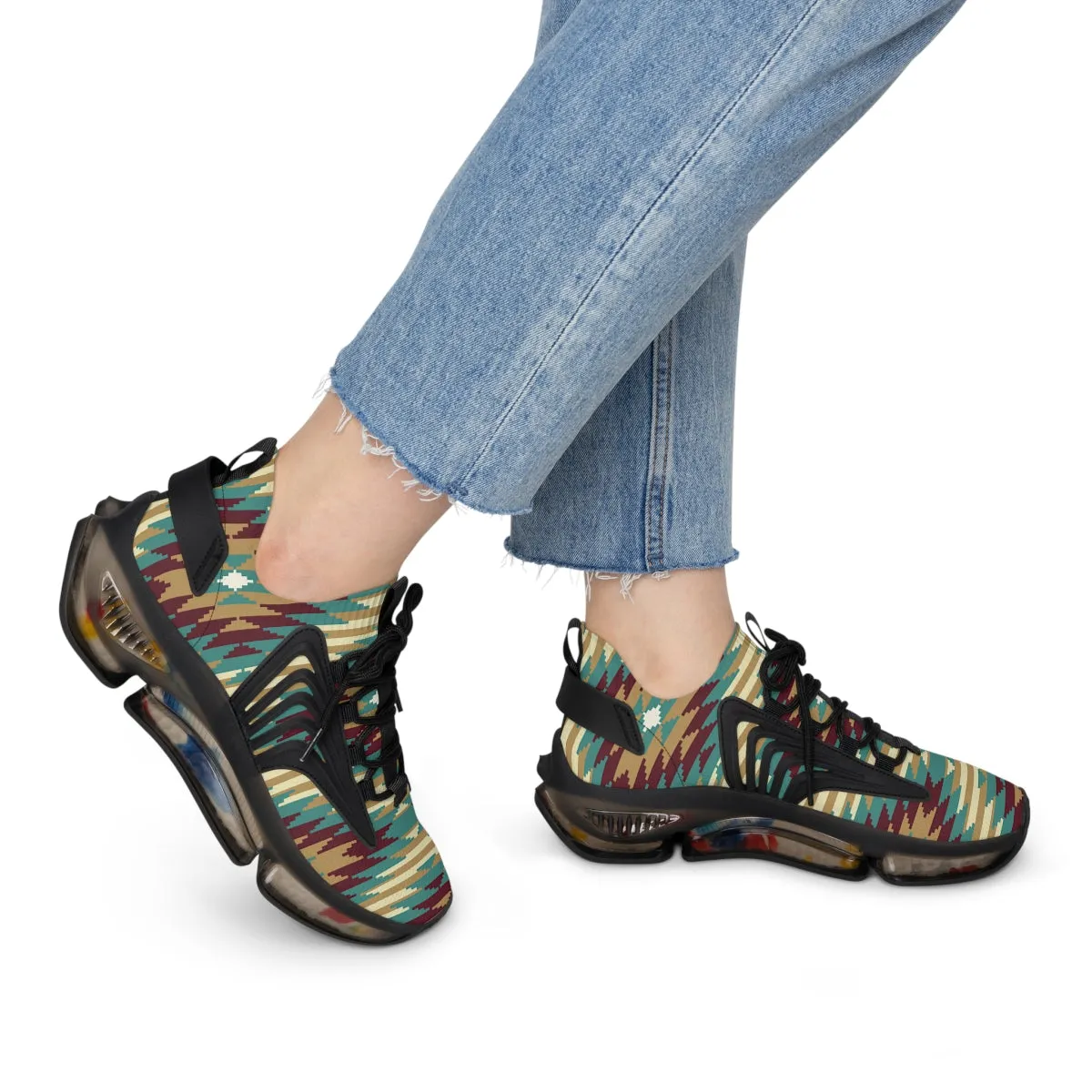 Women's Running Shoes Mesh Sneakers Shock Absorbing Soles White or Black Sundance Print