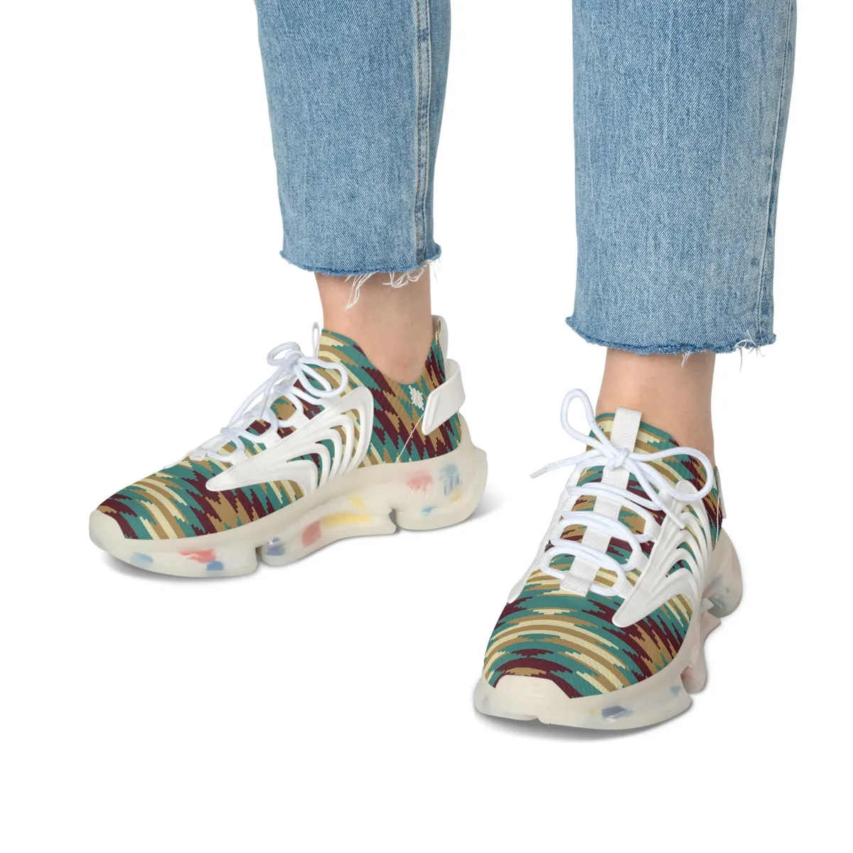 Women's Running Shoes Mesh Sneakers Shock Absorbing Soles White or Black Sundance Print