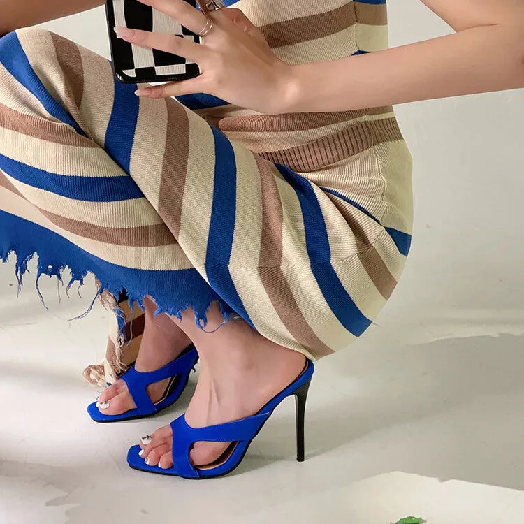 Women's Ultra High Stiletto Heel Slip On Slides Sandals