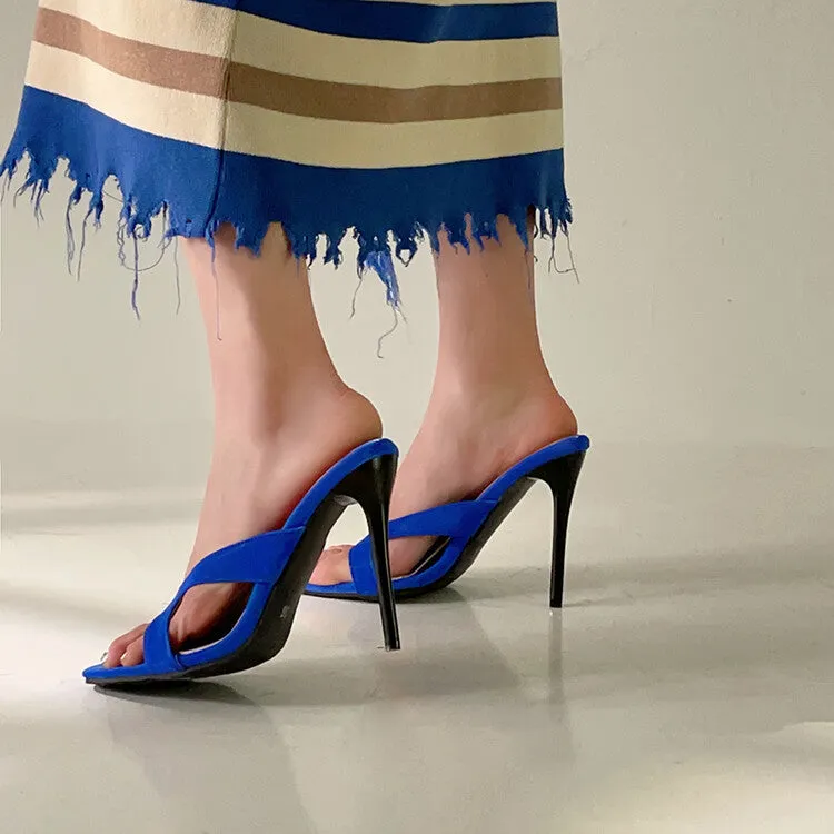 Women's Ultra High Stiletto Heel Slip On Slides Sandals