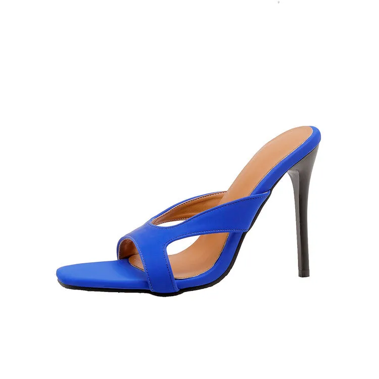 Women's Ultra High Stiletto Heel Slip On Slides Sandals